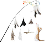 6Pcs Cat Feather Wand Toy Set for Indoor Cats Self Play & Exercise
