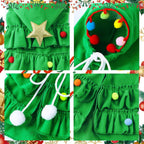 Green Pet Christmas Cloak Star Pompoms Elf Costumes for Small Dogs Cats