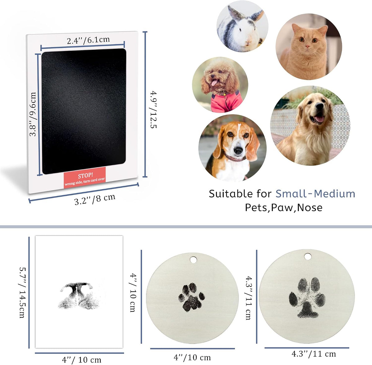 Inkless Pet Paw Print Kit,Dog Nose Print Kit,Ink Paw Print Ornament for Dogs Cats,Clean Touch Ink Pad,Mess Free,Pawprints Memorial Keepsakes,Pets Paw Print Impression Kit-4 Pack