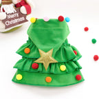 Green Pet Christmas Cloak Star Pompoms Elf Costumes for Small Dogs Cats