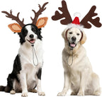 Dog Reindeer Antlers Headbands with Santa Hat, Pet Christmas Costume