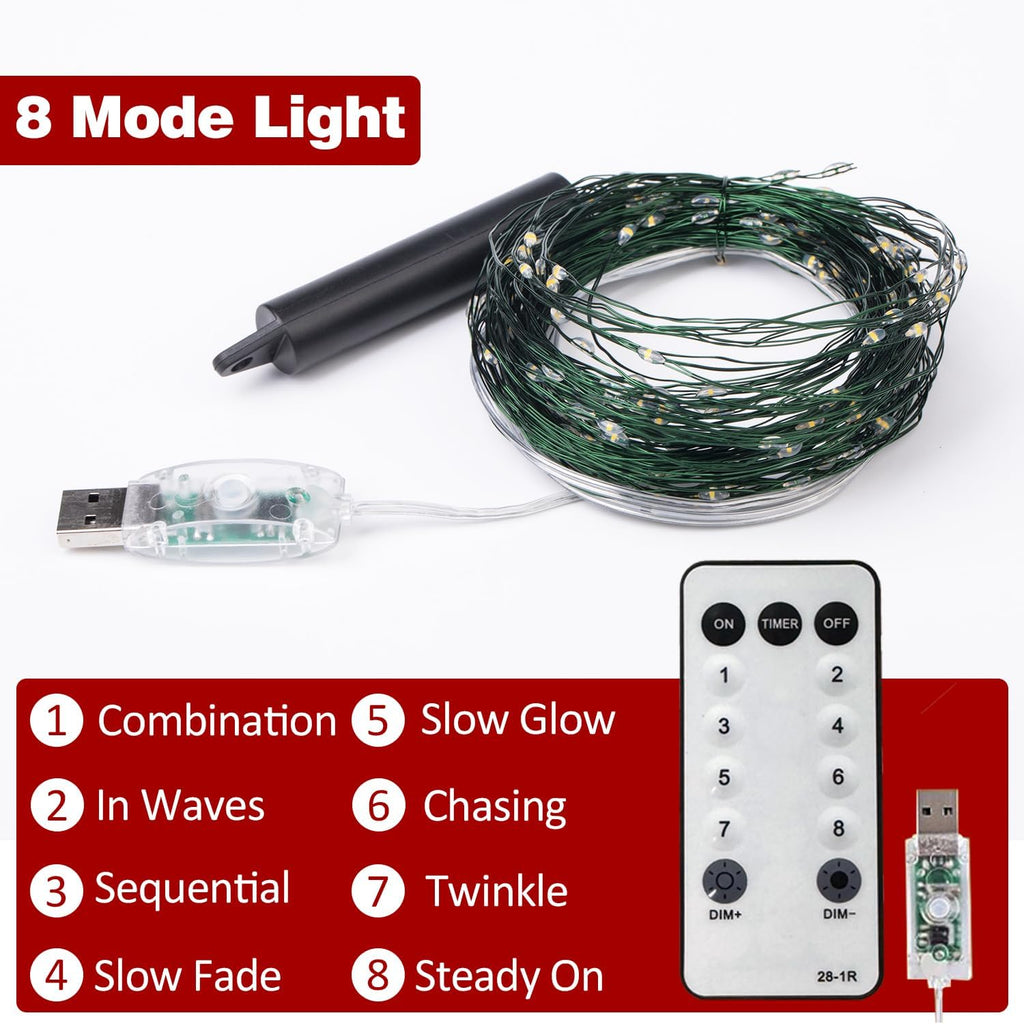 6.6FT 200 LED Christmas Tree Lights LED Cascading Twinkle Lights