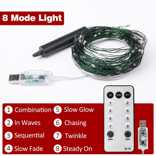 6.6FT 200 LED Christmas Tree Lights LED Cascading Twinkle Lights
