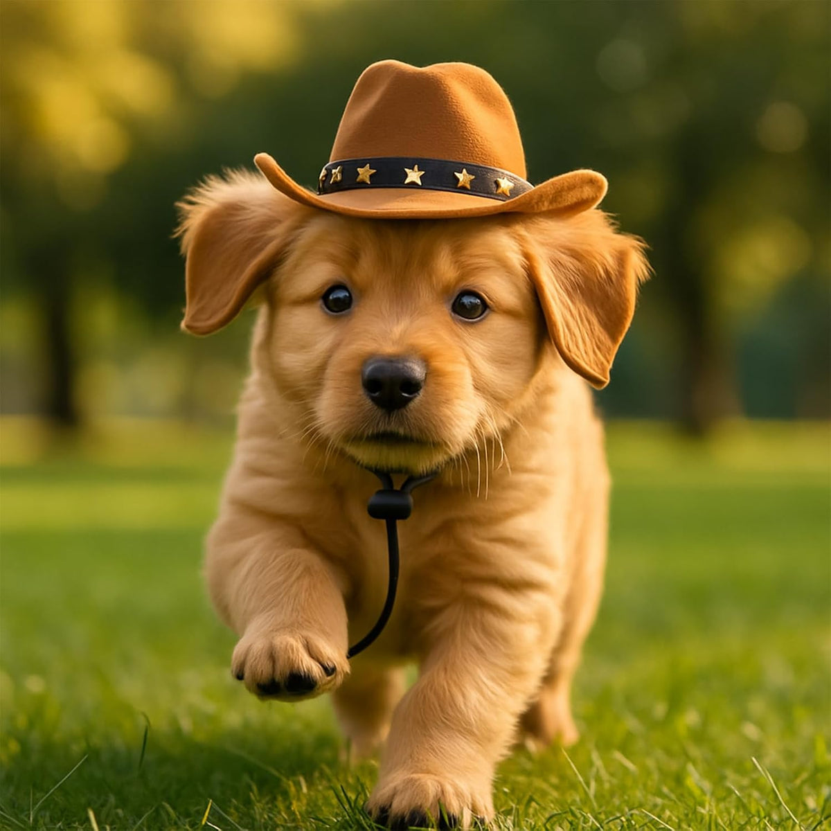 Pet Cowboy Costume Cosplay Cap Adjustable Brown Dog Hat