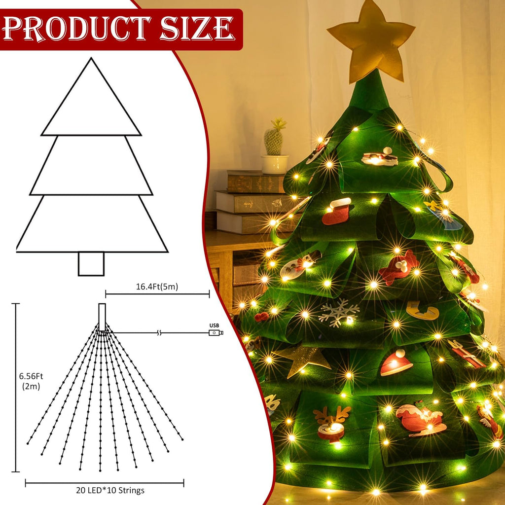 6.6FT 200 LED Christmas Tree Lights LED Cascading Twinkle Lights