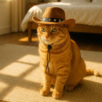 Pet Cowboy Costume Cosplay Cap Adjustable Brown Dog Hat