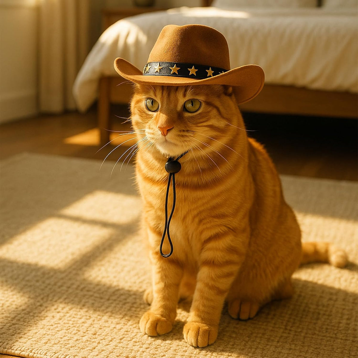 Pet Cowboy Costume Cosplay Cap Adjustable Brown Dog Hat