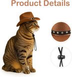 Pet Cowboy Costume Cosplay Cap Adjustable Brown Dog Hat
