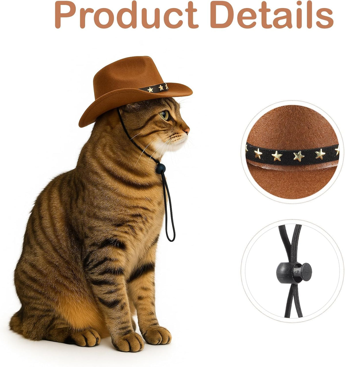 Pet Cowboy Costume Cosplay Cap Adjustable Brown Dog Hat