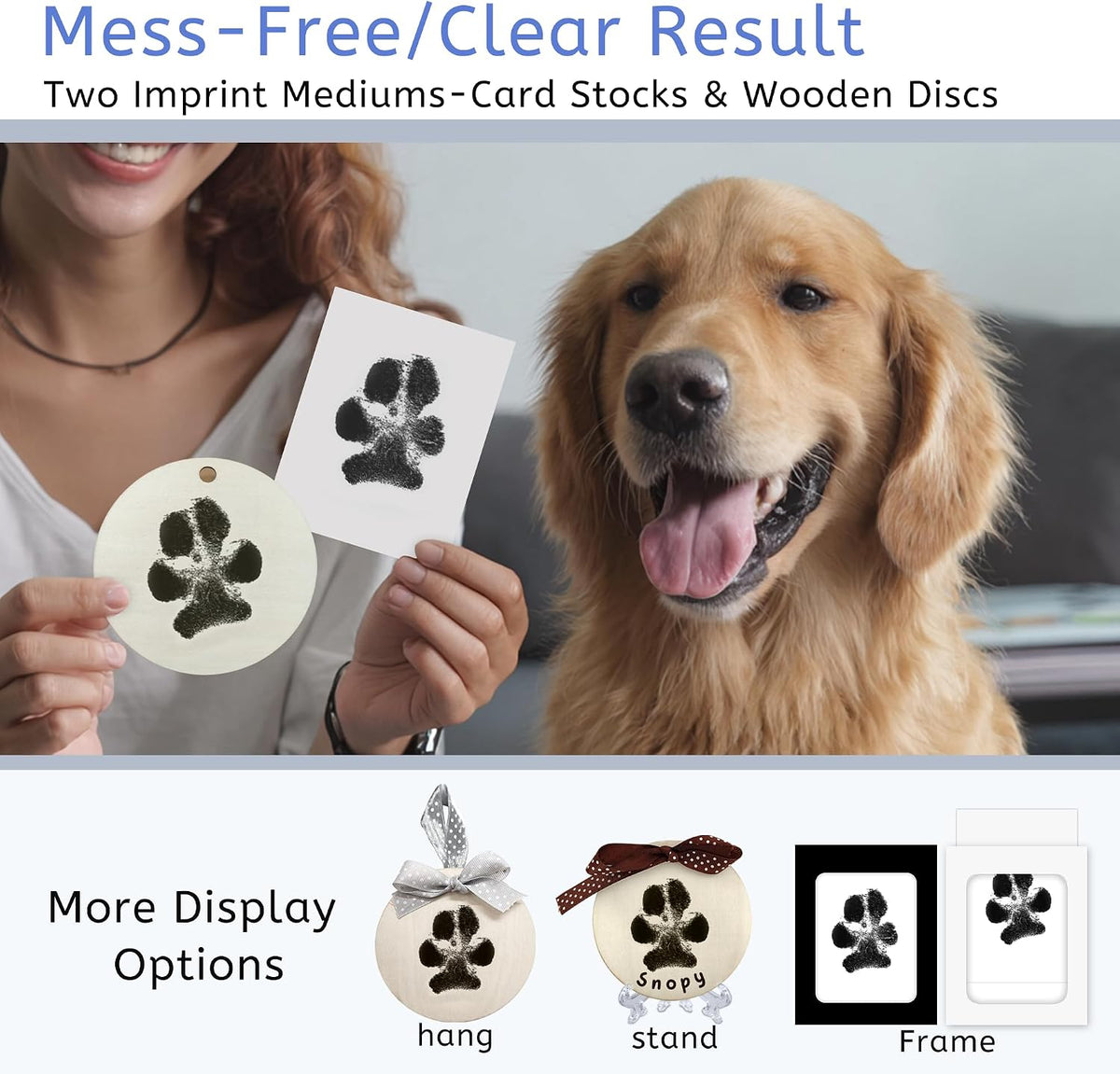 Inkless Pet Paw Print Kit,Dog Nose Print Kit,Ink Paw Print Ornament for Dogs Cats,Clean Touch Ink Pad,Mess Free,Pawprints Memorial Keepsakes,Pets Paw Print Impression Kit-4 Pack