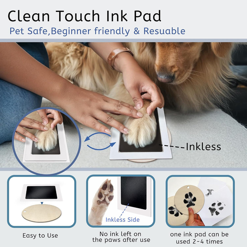 Inkless Pet Paw Print Kit,Dog Nose Print Kit,Ink Paw Print Ornament for Dogs Cats,Clean Touch Ink Pad,Mess Free,Pawprints Memorial Keepsakes,Pets Paw Print Impression Kit-4 Pack
