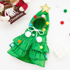 Green Pet Christmas Cloak Star Pompoms Elf Costumes for Small Dogs Cats
