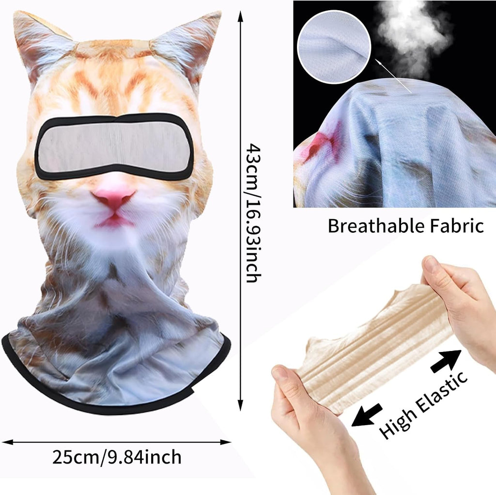 3D Cat Ski Balaclava Sheisty Face Mask with Ears Cute Animal Ski Mask Suitable for Festivals Raves Party Outdoor Activities