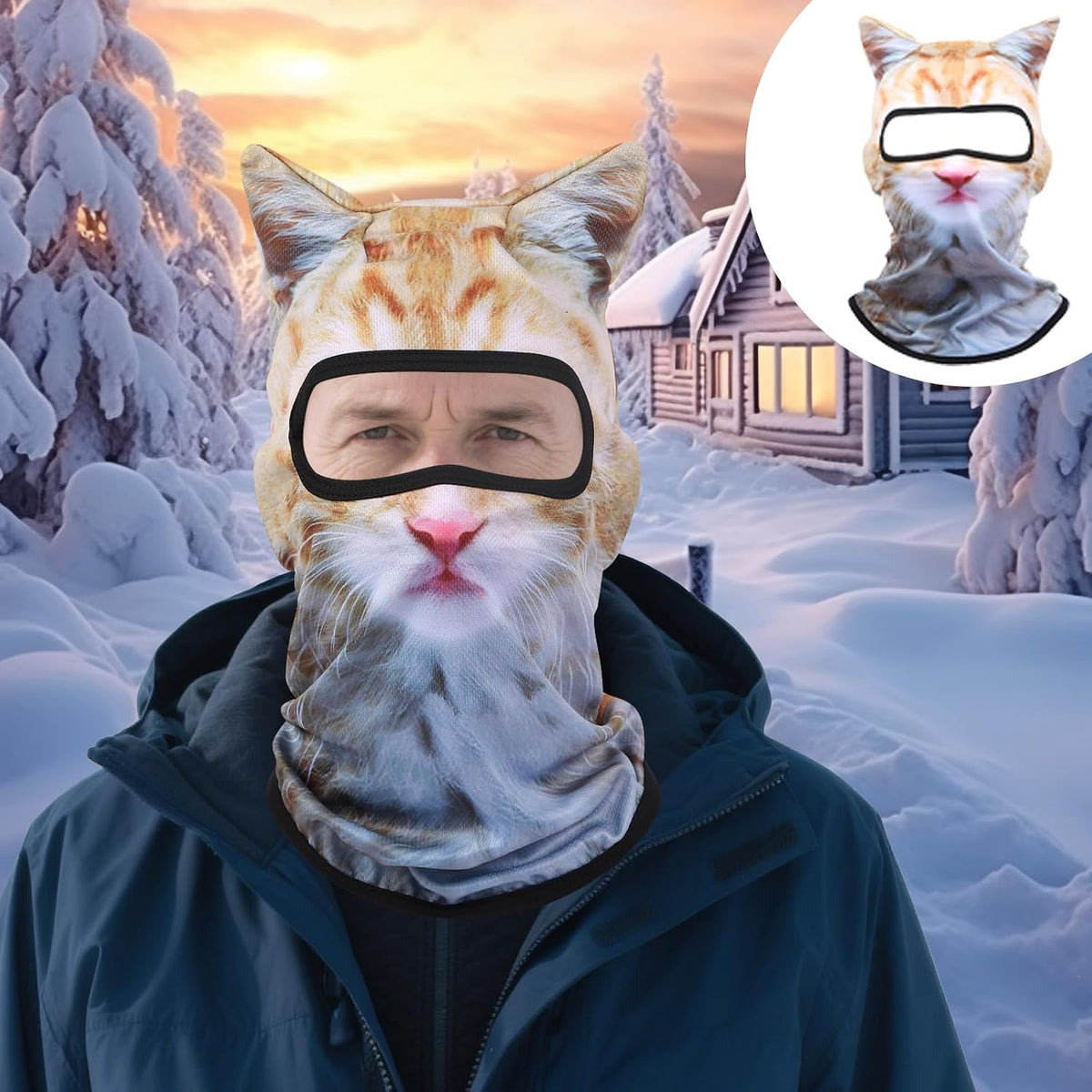 3D Cat Ski Balaclava Sheisty Face Mask with Ears Cute Animal Ski Mask Suitable for Festivals Raves Party Outdoor Activities