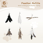 6Pcs Cat Feather Wand Toy Set for Indoor Cats Self Play & Exercise