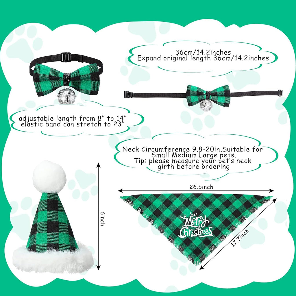 3 Pcs Christmas Dog Costumes for Small Medium Large Dog Cat