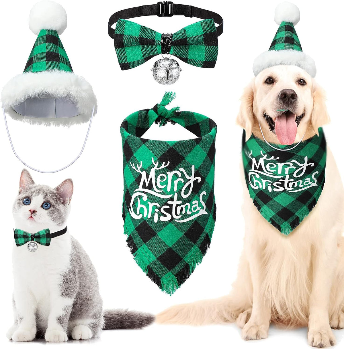3 Pcs Christmas Dog Costumes for Small Medium Large Dog Cat