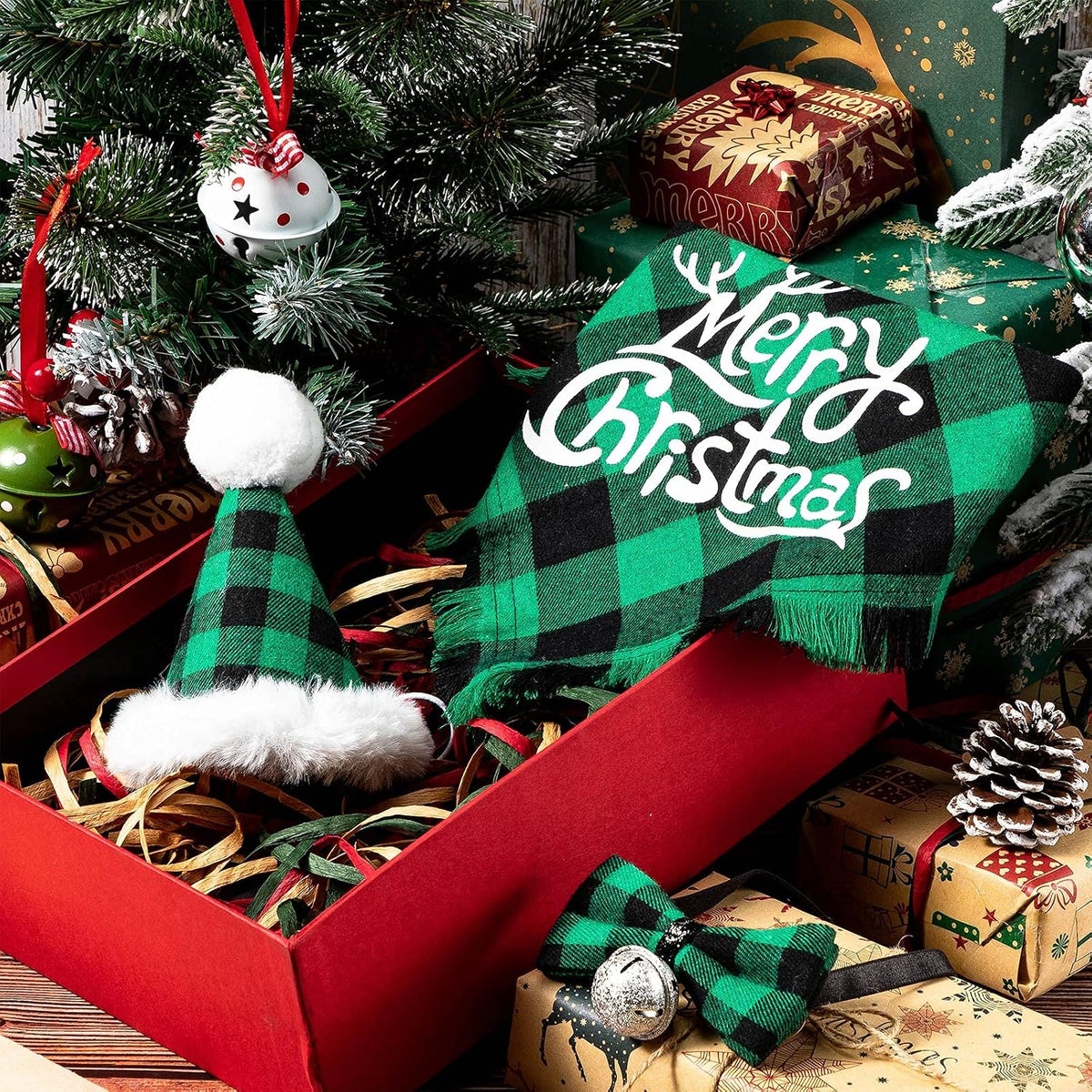 3 Pcs Christmas Dog Costumes for Small Medium Large Dog Cat