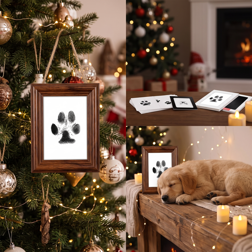 Framed paw print on the Christmas tree