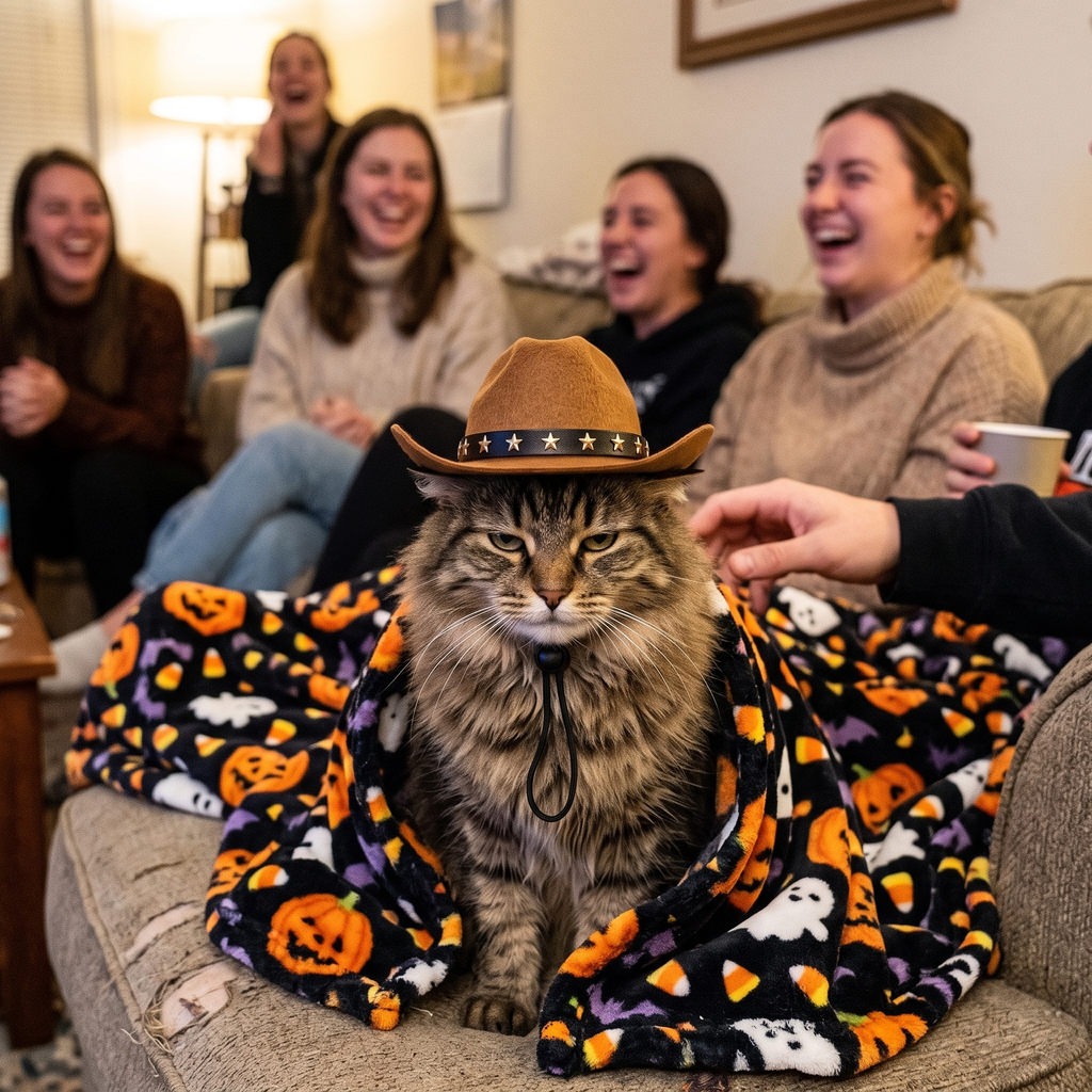 Cat wearing the cowboy hat
